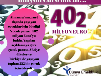 Almanya çocuk parası 402 milyon euro ödedi !...